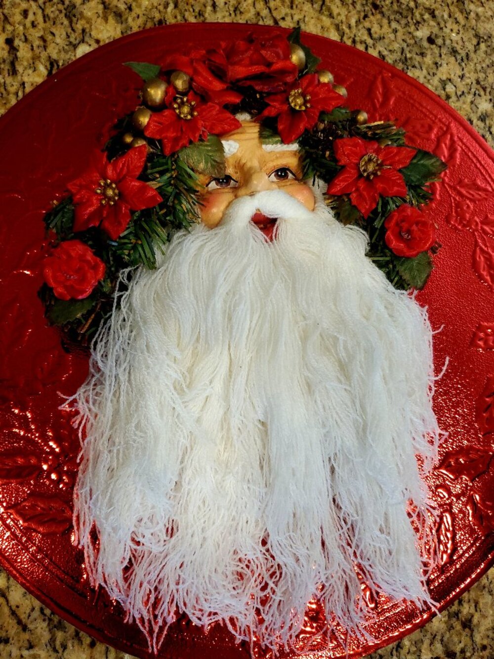 Vintage Victorian  SANTA CLAUS Head 12” X 8" Wreath Ornament Decoration